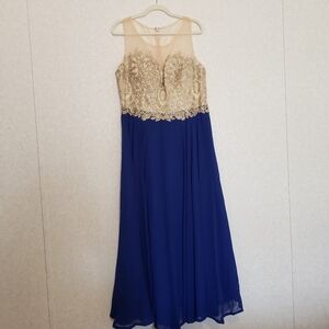 LONG ROYAL BLUE-GOLD DRESS SIZE:XXL